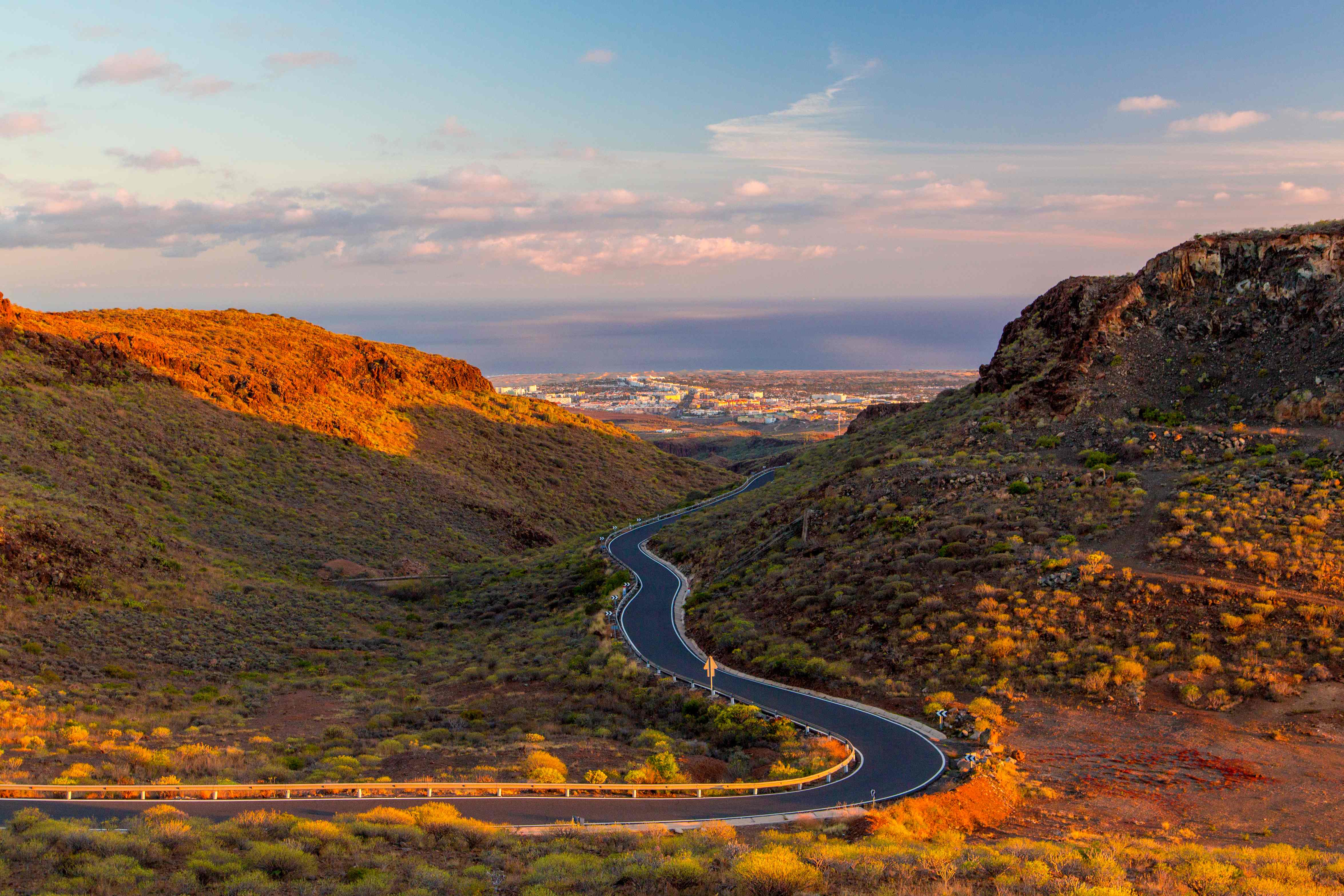 Beautiful winding road through canyon landscape